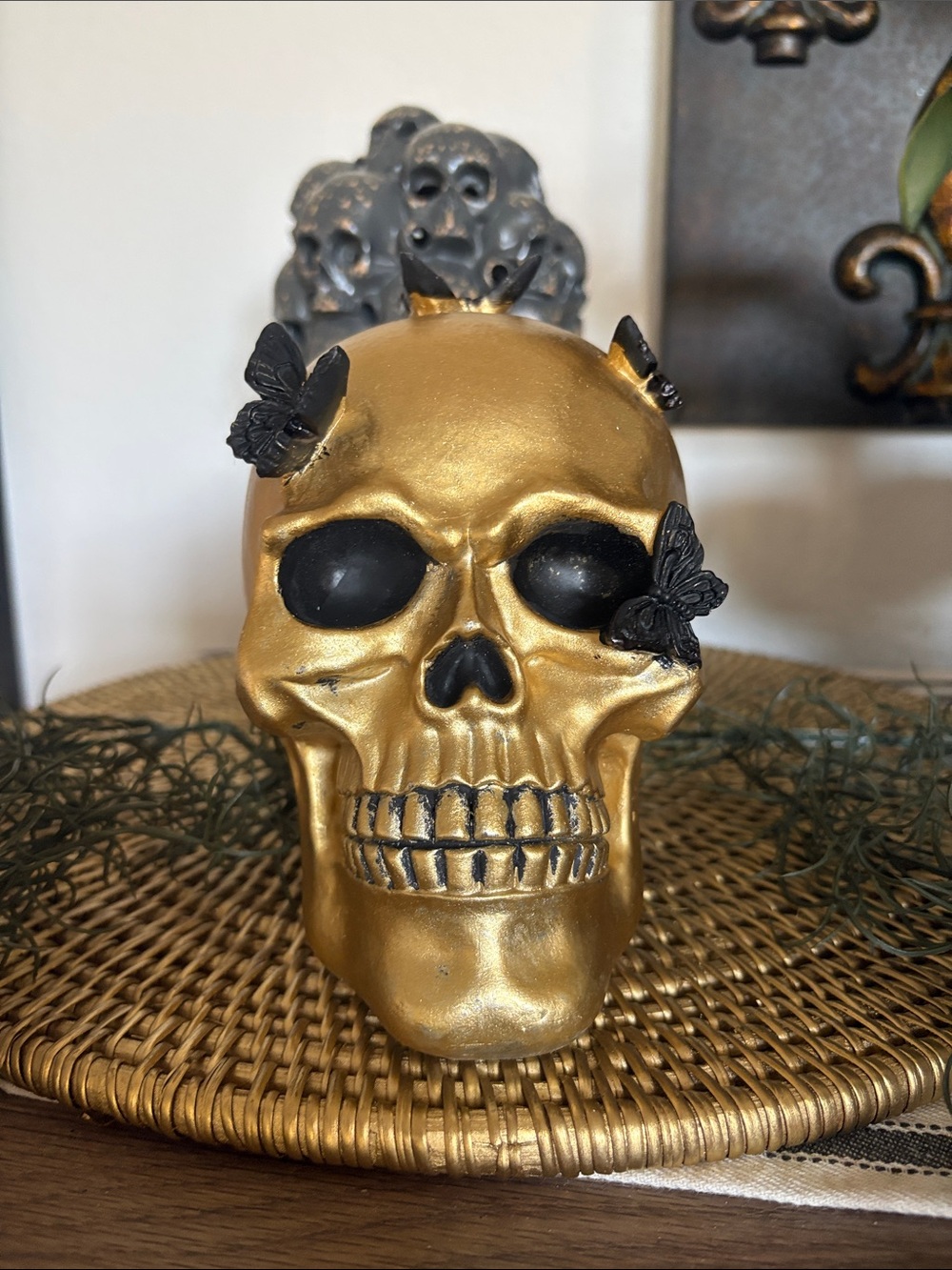 🆕Gold Skull With Black Butterflies